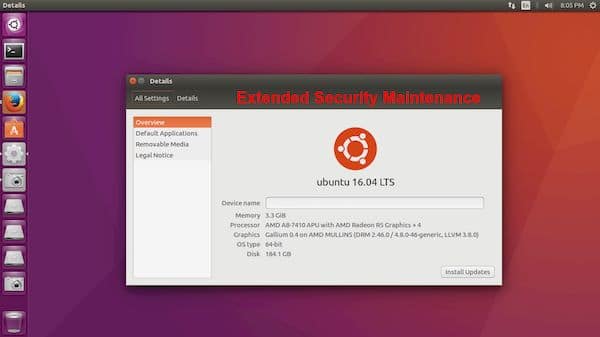 Ubuntu 16.04 LTS agora é coberto pela Extended Security Maintenance