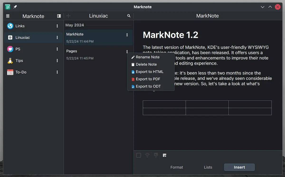 MarkNote 1.2 lançado com melhorias no gerenciamento de notas