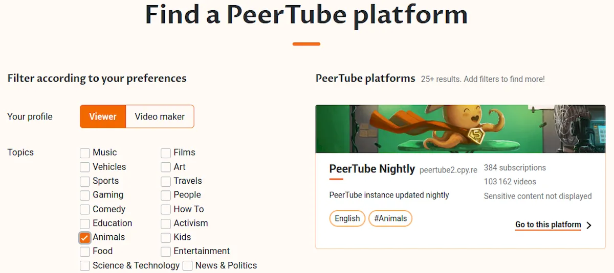 PeerTube 6.1 traz recurso de importação e exportação de conta