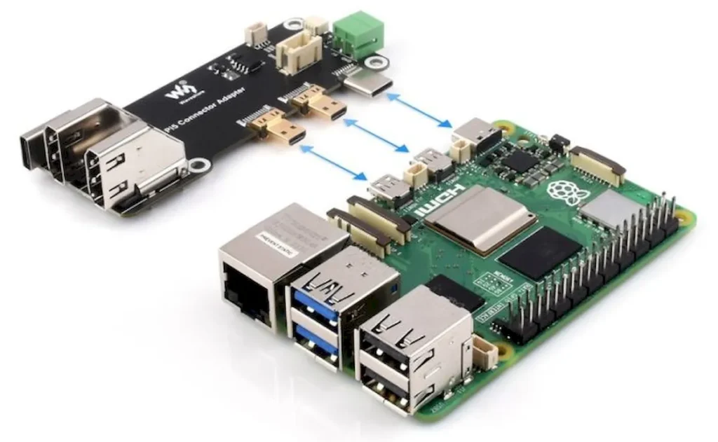 Adaptador adiciona duas portas HDMI de tamanho normal ao RPi 5