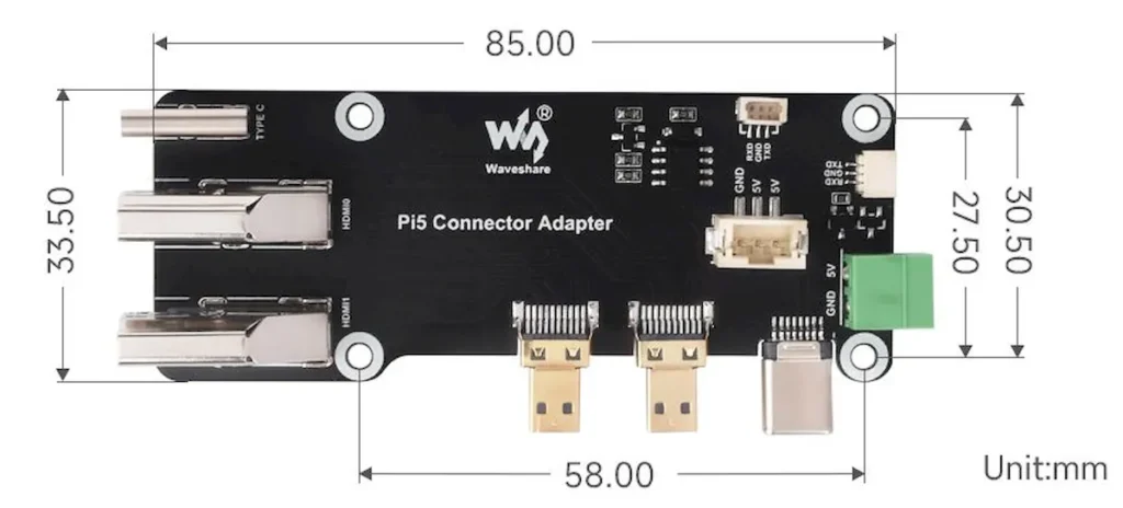 Adaptador adiciona duas portas HDMI de tamanho normal ao RPi 5