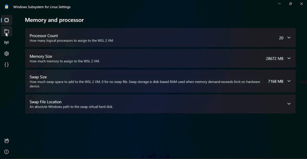 Aplicativo gráfico de configurações do WSL está chegando