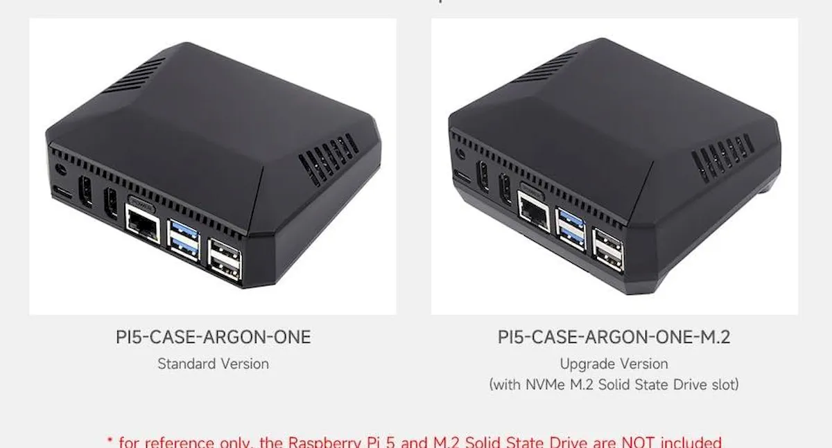 Argon ONE V3, um case que move as portas do RPi5 para um lado