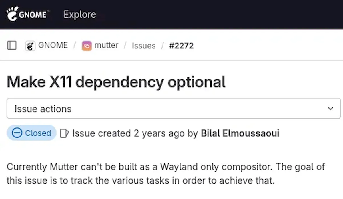 GNOME 47 já pode ser compilado com o suporte X11 desativado
