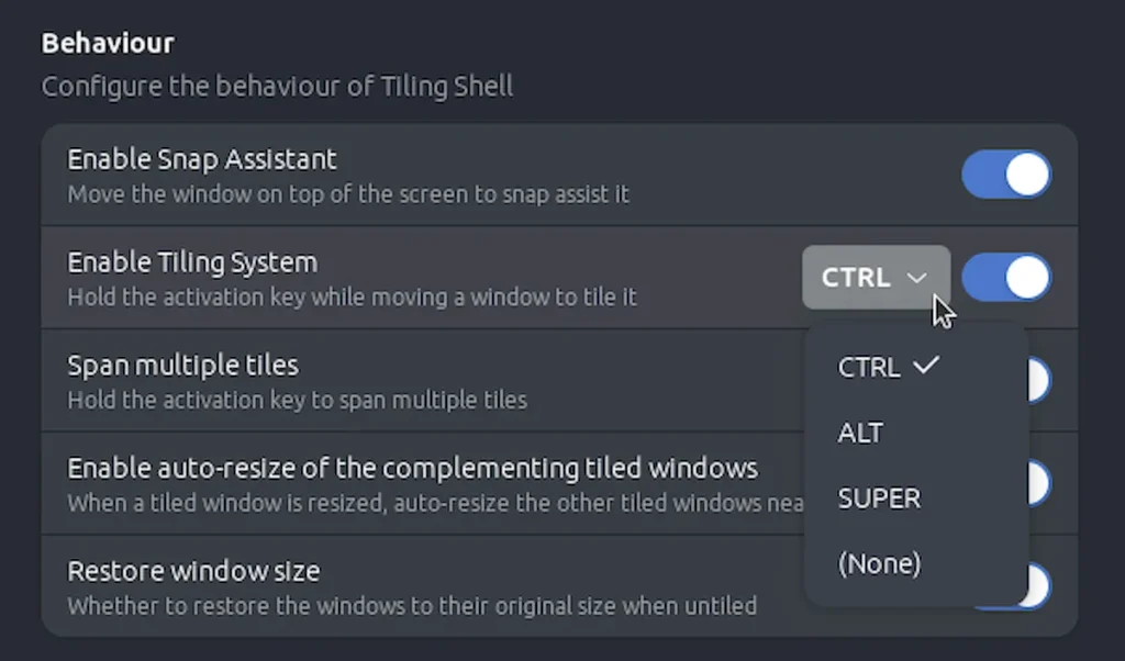 Tiling Shell 9.1 lançado com novos atalhos de teclado, e mais