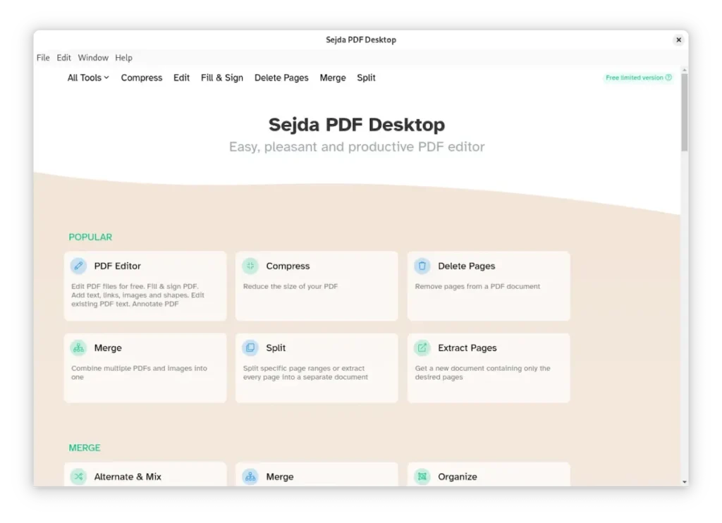 Como instalar o editor Sejda PDF Desktop no Linux via Flatpak