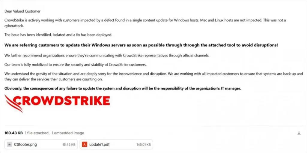 Hackers tentam tirar vantagem da problemática da CrowdStrike