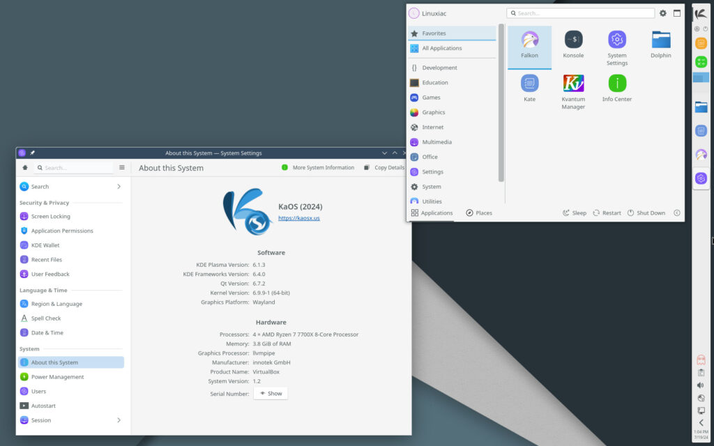 KaOS Linux 2024.07 lançado com kernel 6.9 e KDE Plasma 6.1