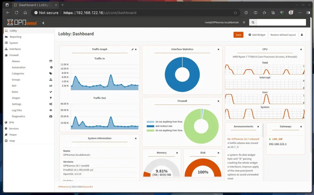 OPNsense 24.7 lançado com recursos de segurança avançados