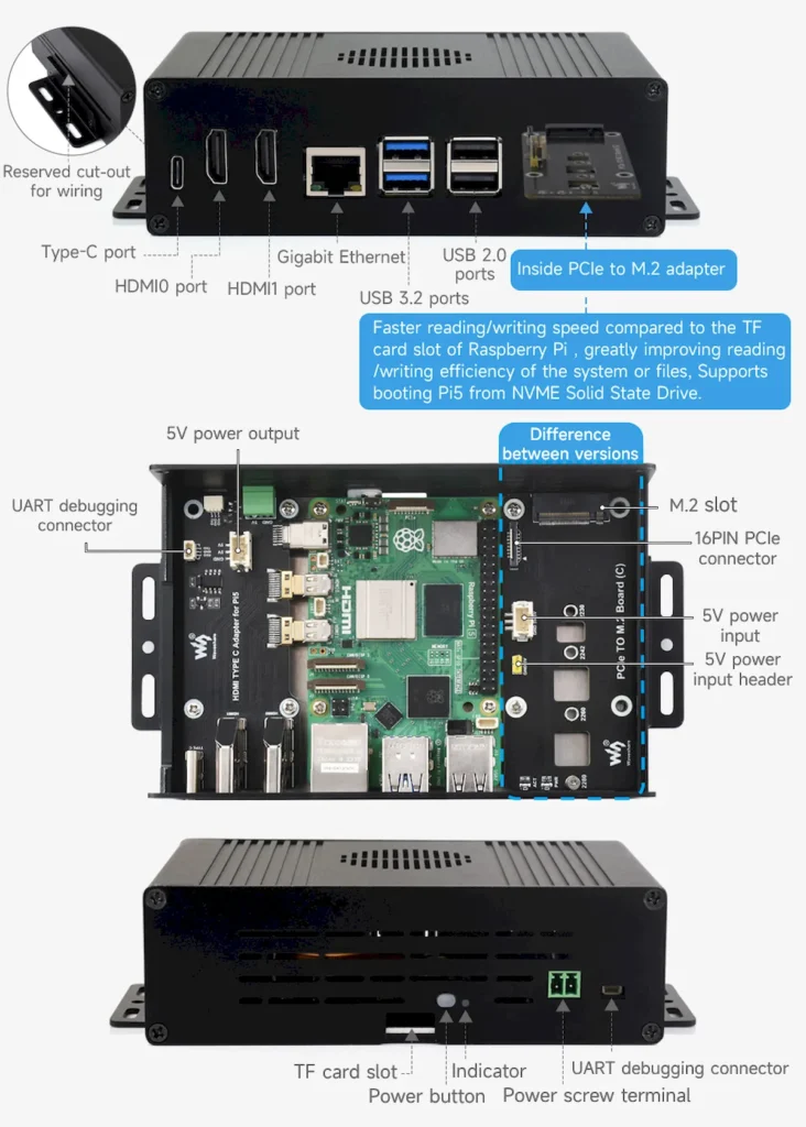 Waveshare Pi5, um box que transforma um Raspberry Pi em um PC