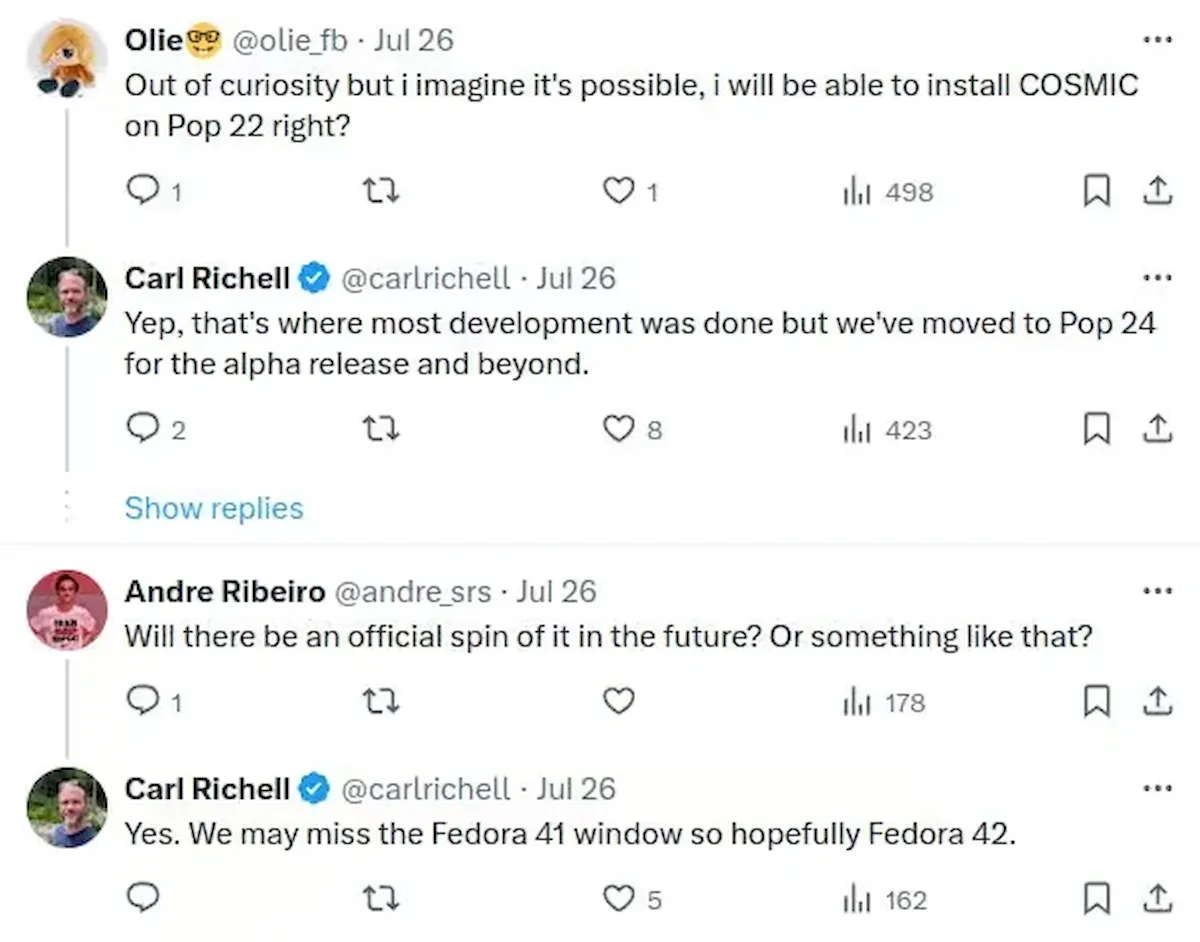 Fedora 42 terá um novo Spin com o COSMIC, provavelmente