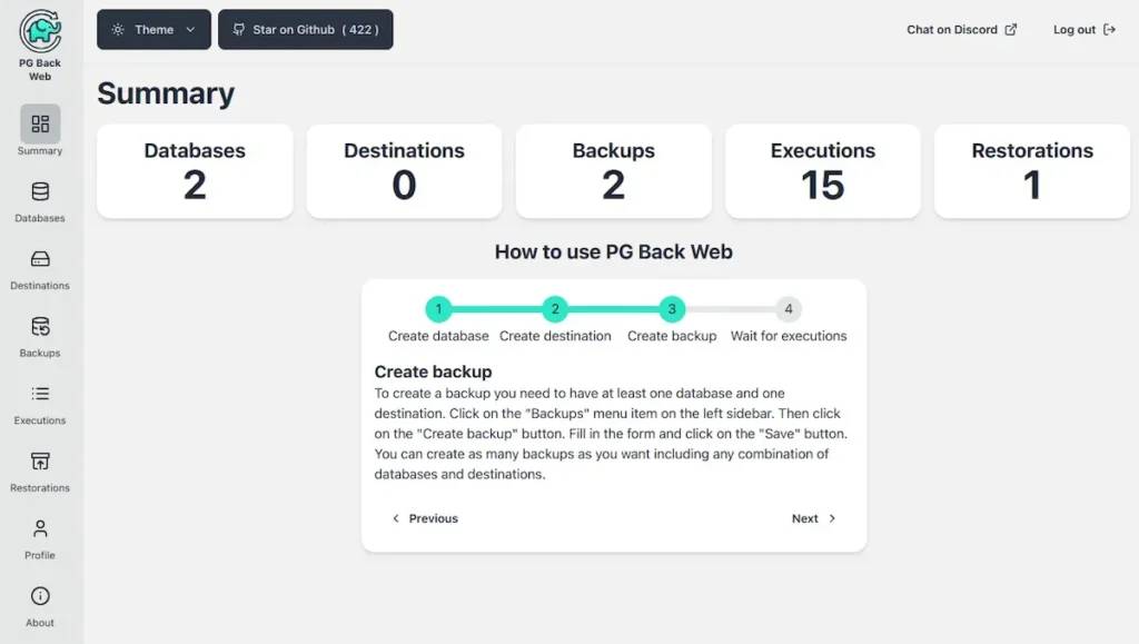 PG Back Web 0.2 lançado com suporte a armazenamento local