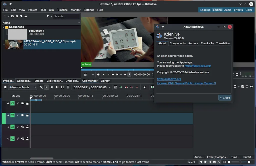 Kdenlive 24.08 lançado com correções para NVIDIA