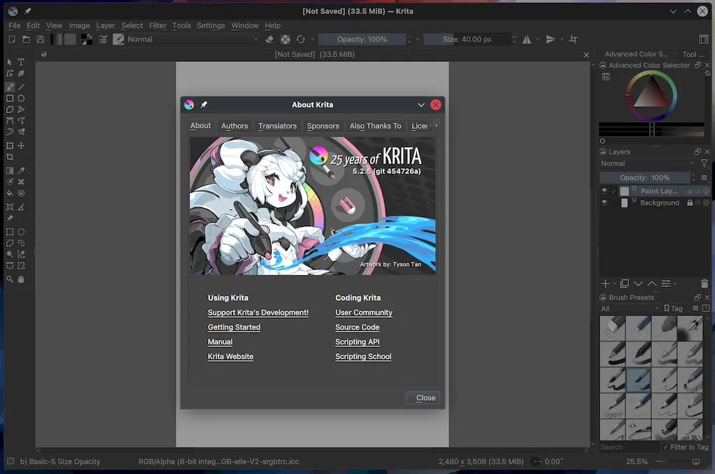 Krita 5.2.5 lançado com mais de 50 correções de bugs