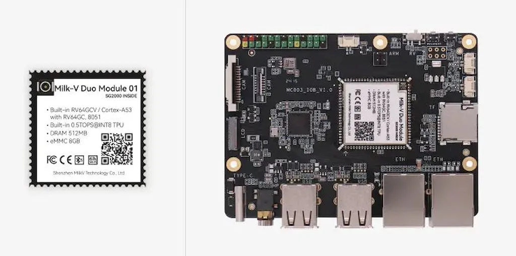 Milk-V DuoModule 01, um SBC com núcleos de CPU RISC-V e ARM