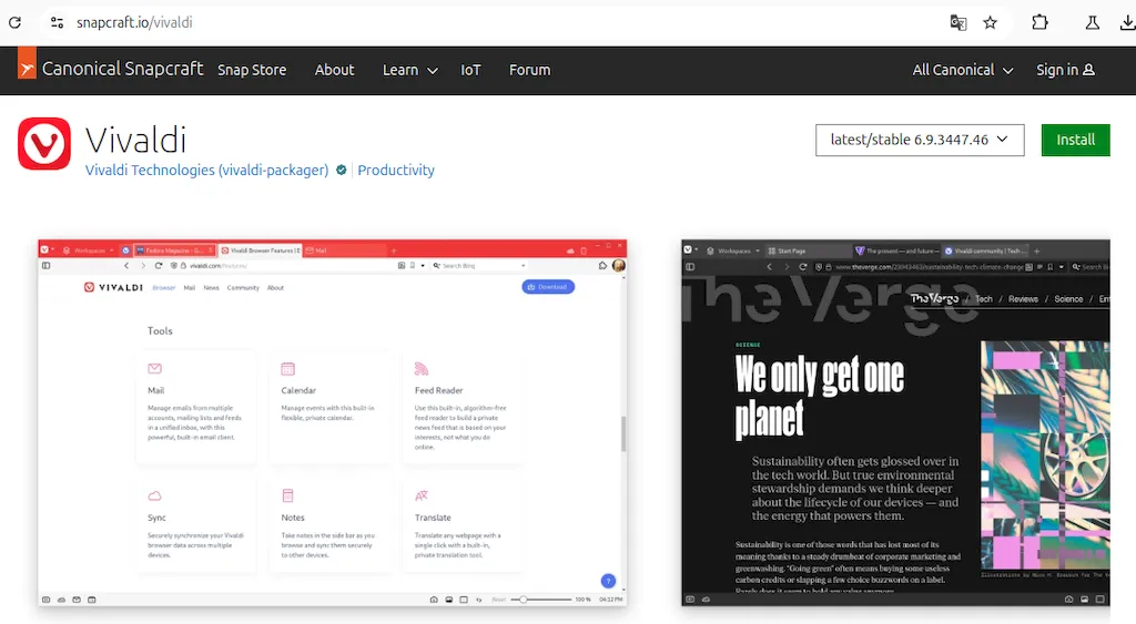 Vivaldi agora está disponível como um pacote Snap