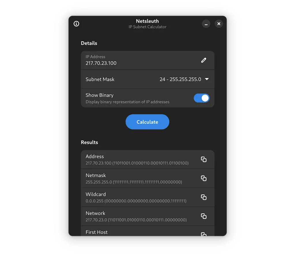 Como instalar o calculador de sub-rede Netsleuth no Linux via Flatpak