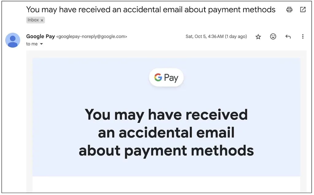 Google reconhece o erro em uma notificação por e-mail subsequente