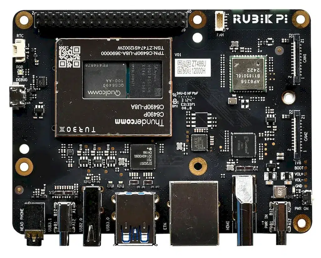 RUBIK Pi, uma placa de desenvolvimento com um Qualcomm QCS6490