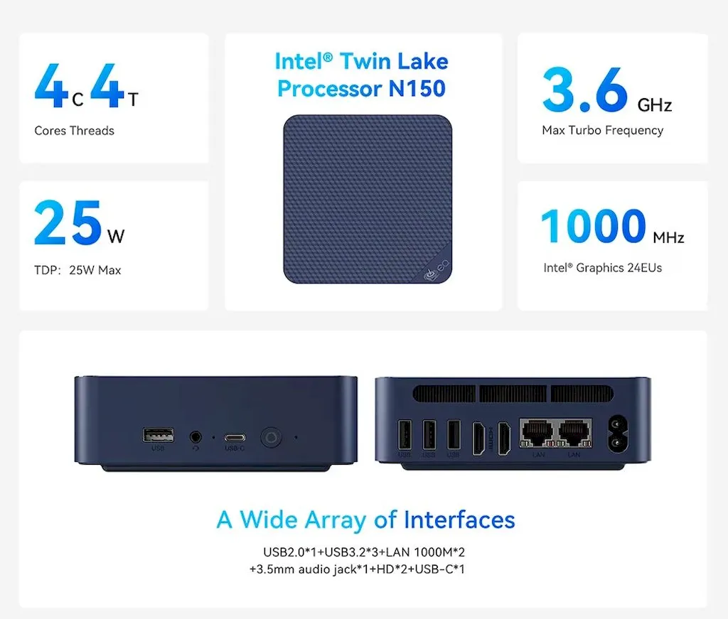 4 mini PCs com chips Intel N150 estão chegando em breve