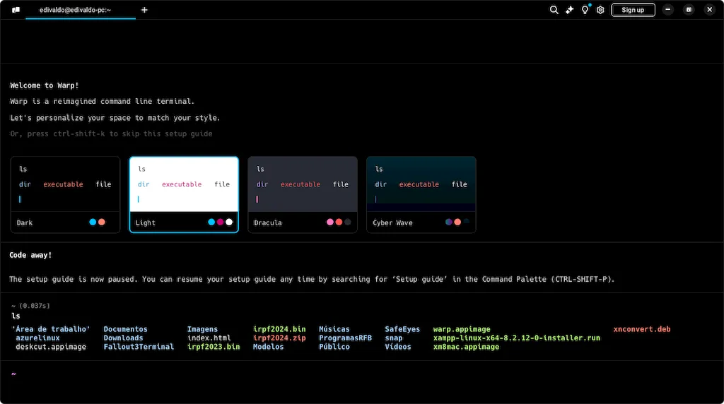 Como instalar o terminal Warp no Linux via AppImage