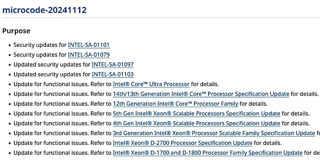 Intel Microcode 20241112 lançado para corrigir vulnerabilidades