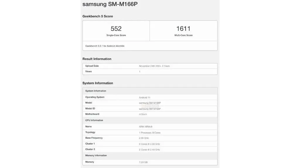 Samsung Galaxy M16 Aparece com Novos Recursos