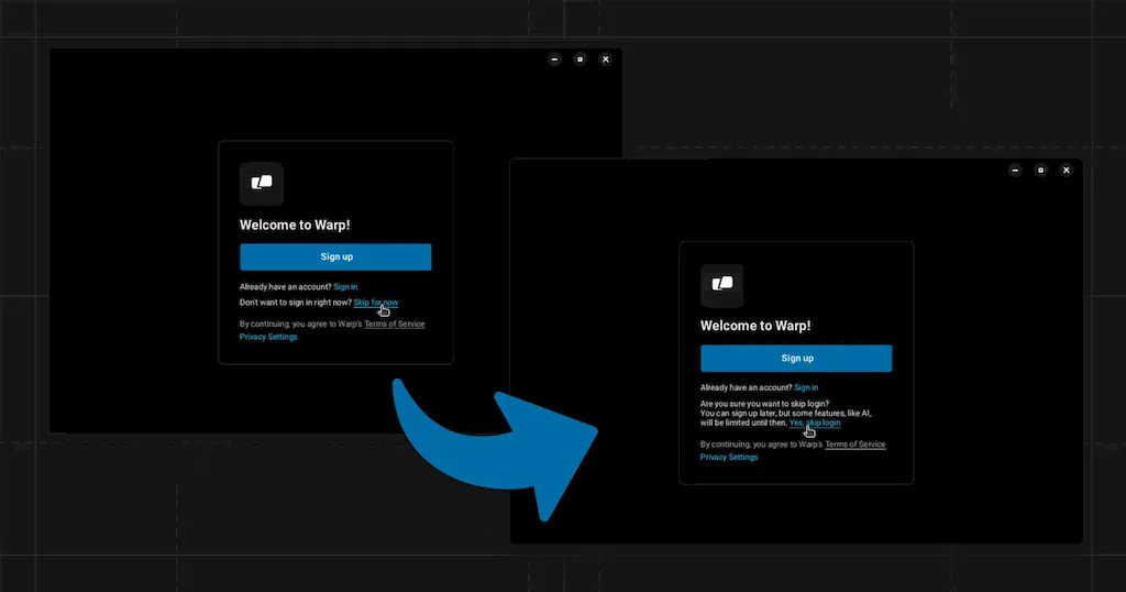 Terminal Warp já pode ser usado sem fazer login e sem uma conta