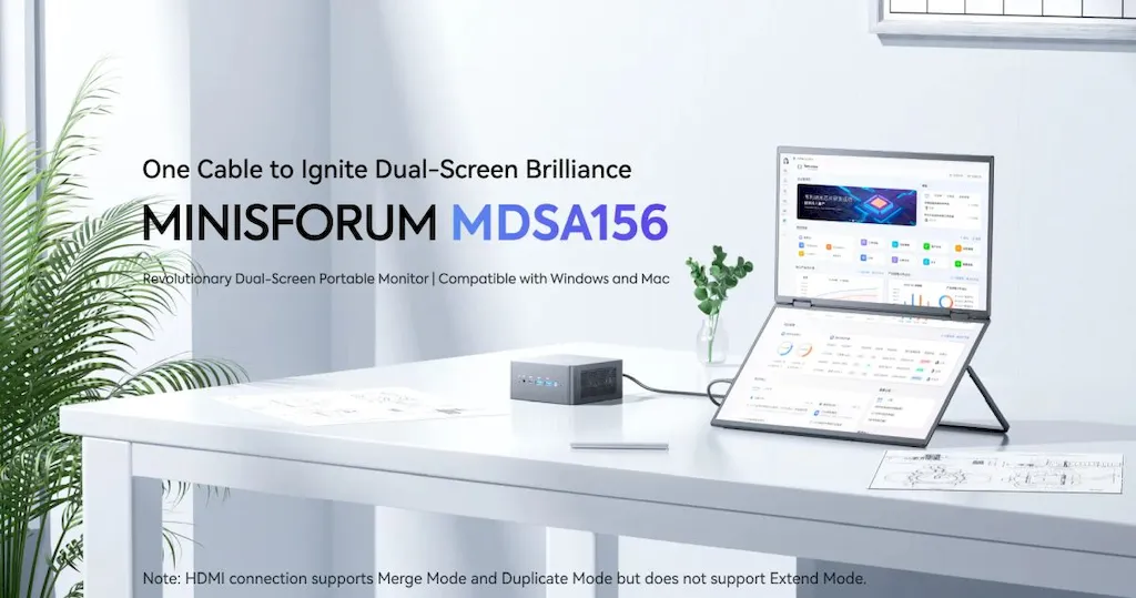 MINISFORUM MDSA156, um monitor portátil de tela dupla de US$ 231