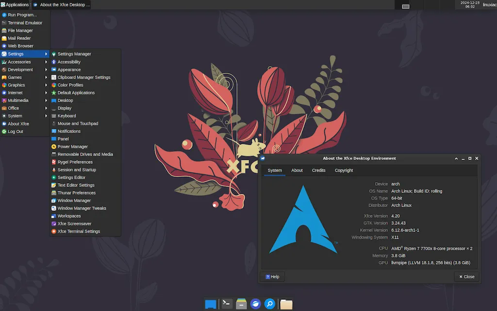 Xfce 4.20 já chegou aos repositórios do Archv