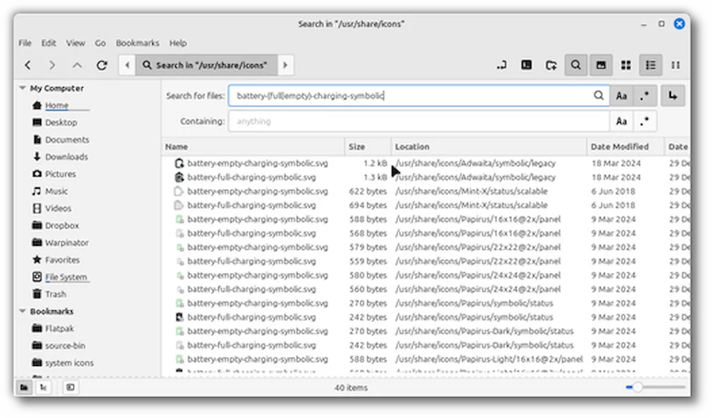 Linux Mint expande busca com Regex no Nemo para arquivos