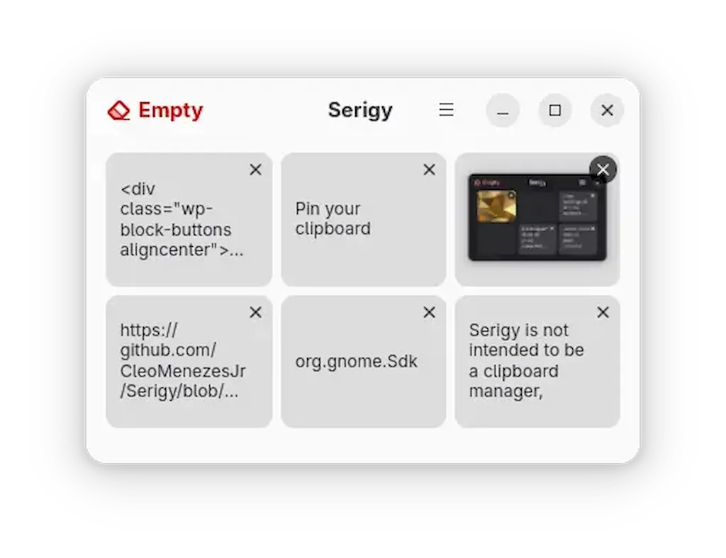 Serigy: novo app para fixar itens do clipboard no GNOME com segurança